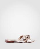 Ann Taylor Krissy Metallic Leather Ruffle Slide Sandals