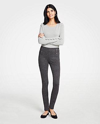 Ann Taylor Button Herringbone Leggings