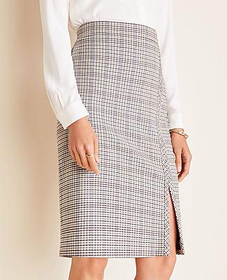 Ann Taylor Curvy Plaid Seamed Pencil Skirt