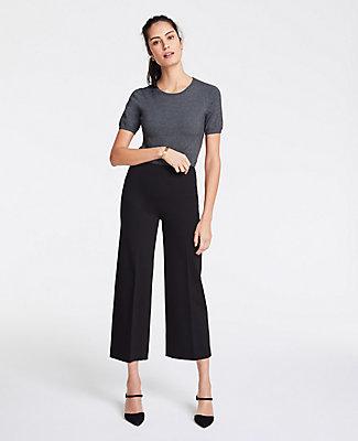 Ann Taylor Knit Twill Wide Leg Crop Pants