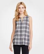 Ann Taylor Plaid Pleat Front Shell