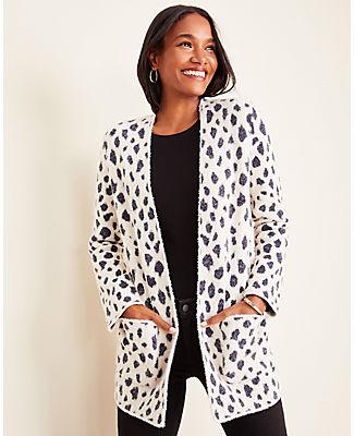 Ann Taylor Leopard Print Open Cardigan