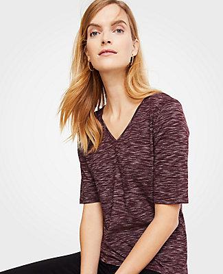 Ann Taylor Double V Elbow Sleeve Top