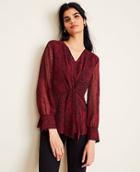 Ann Taylor Snakeskin Print Tie Waist Top