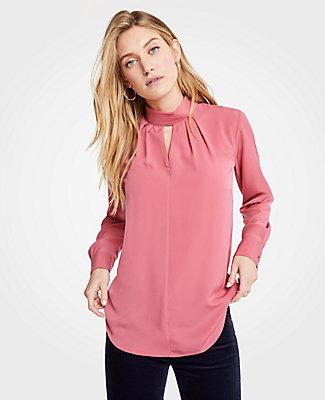 Ann Taylor Roll Neck Keyhole Blouse