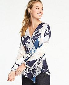 Ann Taylor Floral Scarf Wrap Top