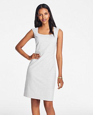 Ann Taylor Square Neck Dress In Plaid