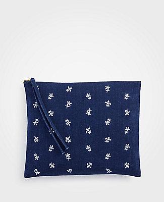 Ann Taylor Embroidered Pouch