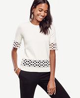 Ann Taylor Eyelet Trim Pullover