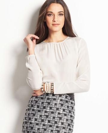 Ann Taylor Shirred Silk Blouse