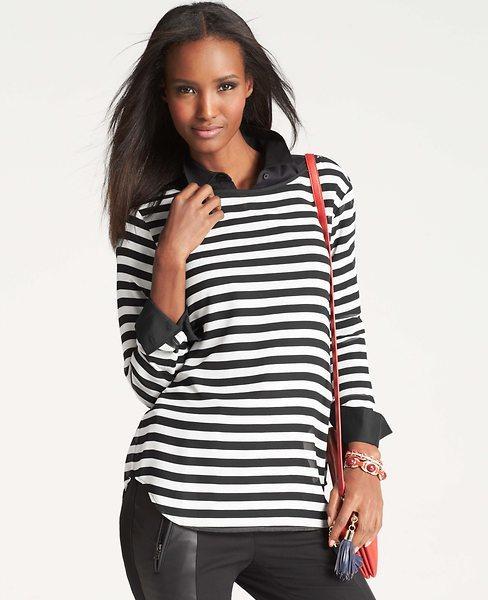 Ann Taylor Striped Long Sleeve Tee