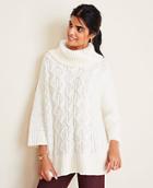 Ann Taylor Turtleneck Cable Poncho Sweater