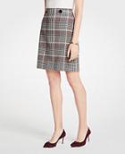 Ann Taylor Plaid Button Tab A-line Skirt