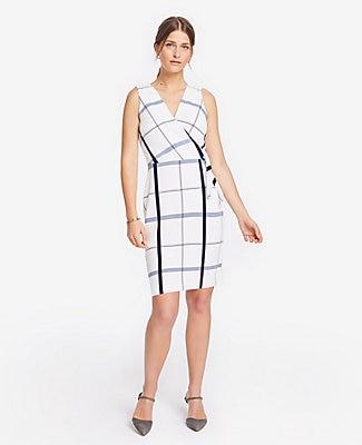 Ann Taylor Plaid Wrap Sheath Dress