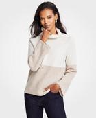 Ann Taylor Cashmere Colorblock Ribbed Turtleneck Sweater