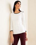 Ann Taylor Tipped Shoulder Button Sweater