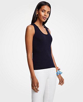 Ann Taylor Lace Trim Scoop Neck Sweater Tank