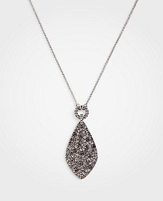 Ann Taylor Gunmetal Pave Pendant Necklace