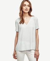 Ann Taylor Back Pleat Mixed Media Tee