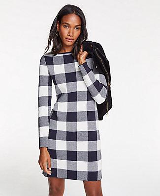 Ann Taylor Buffalo Plaid Sweater Dress