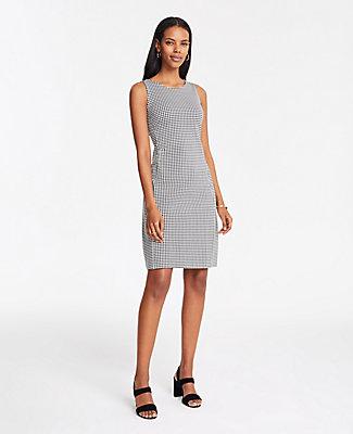 Ann Taylor Houndstooth Ponte Pocket Shift Dress