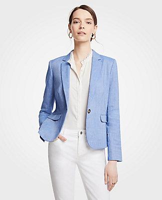 Ann Taylor Linen Blend One Button Blazer