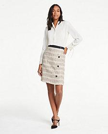 Ann Taylor Tweed Button A-line Skirt