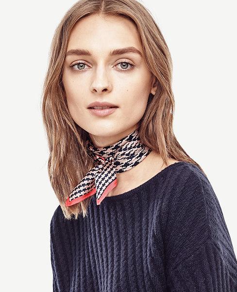 Ann Taylor Houndstooth Mini Silk Scarf
