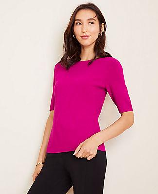 Ann Taylor Seasonless Yarn Boatneck Sweater Tee