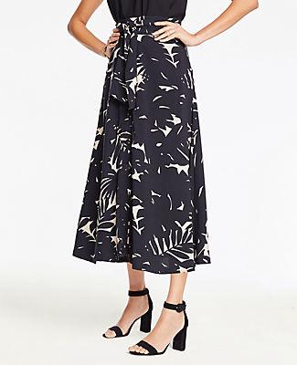 Ann Taylor Leaf Tie Waist Maxi Skirt