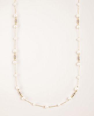 Ann Taylor Pearlized Pave Station Necklace
