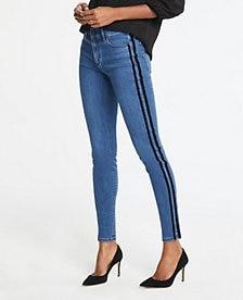 Ann Taylor Velvet Side Stripe Performance Stretch Skinny Jeans