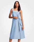 Ann Taylor Wavy Trim Chambray Midi Dress