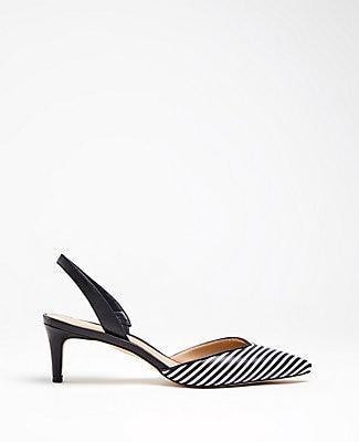 Ann Taylor Elora Striped Leather Slingback Pumps