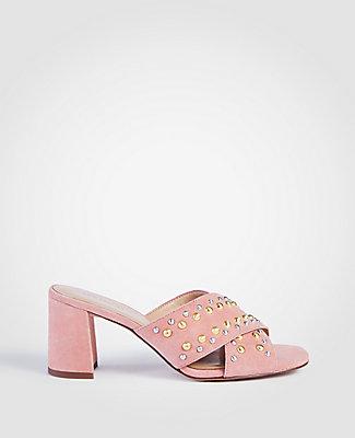 Ann Taylor Mariah Suede Studded Heeled Sandals