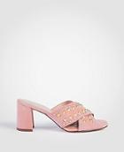 Ann Taylor Mariah Suede Studded Heeled Sandals