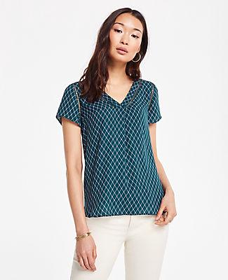 Ann Taylor Geo Cutout Mixed Media Top
