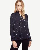 Ann Taylor Geo V-neck Blouse