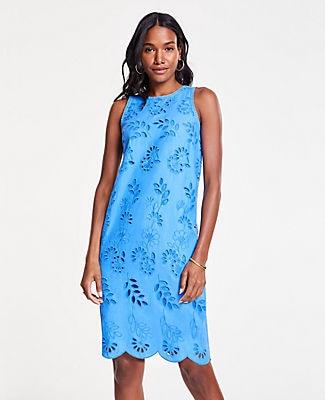 Ann Taylor Eyelet Scalloped Shift Dress