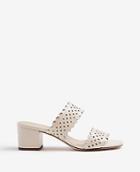 Ann Taylor Liv Perforated Leather Block Heel Sandals