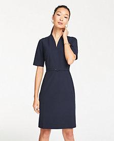 Ann Taylor Seasonless Stretch Belted Elbow Sleeve Dress