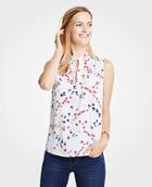 Ann Taylor Savannah Floral Ruffle Neck Shell