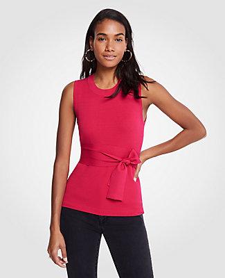 Ann Taylor Tie Waist Sleeveless Sweater