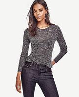 Ann Taylor Heathered Long Sleeve Tee