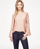 Ann Taylor Pindot Fluted Blouse