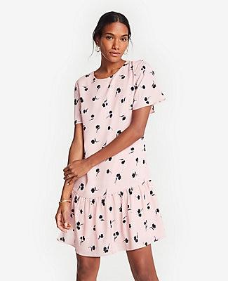 Ann Taylor Floral Flounce Hem Shift Dress