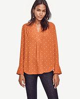 Ann Taylor Dotted V-neck Blouse
