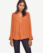Ann Taylor Dotted V-neck Blouse