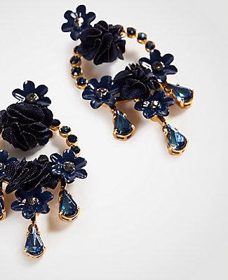 Ann Taylor Flower Pom Earrings