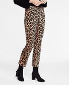 Ann Taylor Leopard Velvet Flare Crop Pants